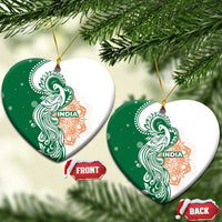 India Christmas Ceramic Ornament with Peacock Mandala Pattern and Tricolor Design - Wonder Print Shop