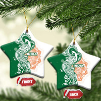 India Christmas Ceramic Ornament with Peacock Mandala Pattern and Tricolor Design - Wonder Print Shop