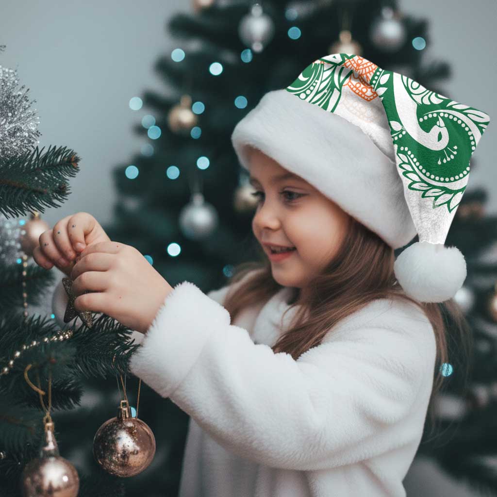 India Christmas Santa Hat with Peacock Mandala Pattern and Tricolor Design - Wonder Print Shop
