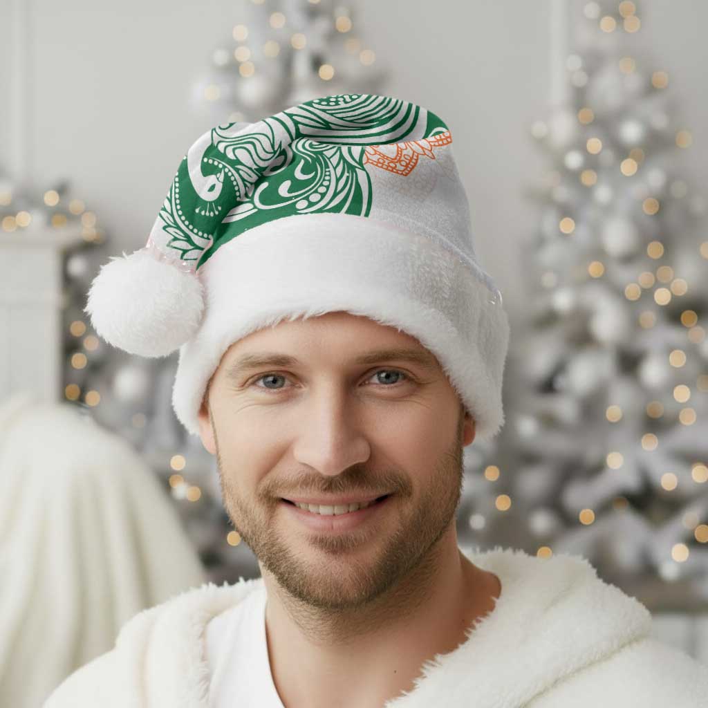 India Christmas Santa Hat with Peacock Mandala Pattern and Tricolor Design - Wonder Print Shop