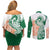 India Christmas Couples Matching Off Shoulder Short Dress and Long Sleeve Button Shirt with Peacock Mandala Pattern and Tricolor Design - Wonder Print Shop