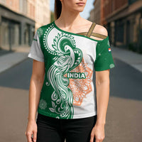 India Christmas Cross Shoulder Shirt with Peacock Mandala Pattern and Tricolor Design - Wonder Print Shop