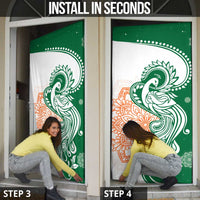 India Christmas Door Cover with Peacock Mandala Pattern and Tricolor Design - Wonder Print Shop