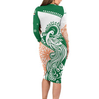 India Christmas Family Matching Long Sleeve Bodycon Dress and Hawaiian Shirt with Peacock Mandala Pattern and Tricolor Design - Wonder Print Shop
