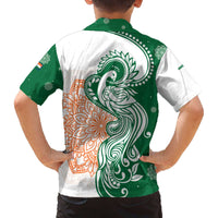 India Christmas Family Matching Off The Shoulder Long Sleeve Dress and Hawaiian Shirt with Peacock Mandala Pattern and Tricolor Design - Wonder Print Shop