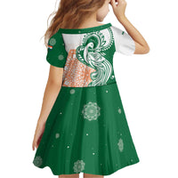 India Christmas Family Matching Off The Shoulder Long Sleeve Dress and Hawaiian Shirt with Peacock Mandala Pattern and Tricolor Design - Wonder Print Shop