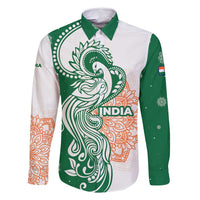 India Christmas Family Matching Off Shoulder Maxi Dress and Hawaiian Shirt with Peacock Mandala Pattern and Tricolor Design - Wonder Print Shop