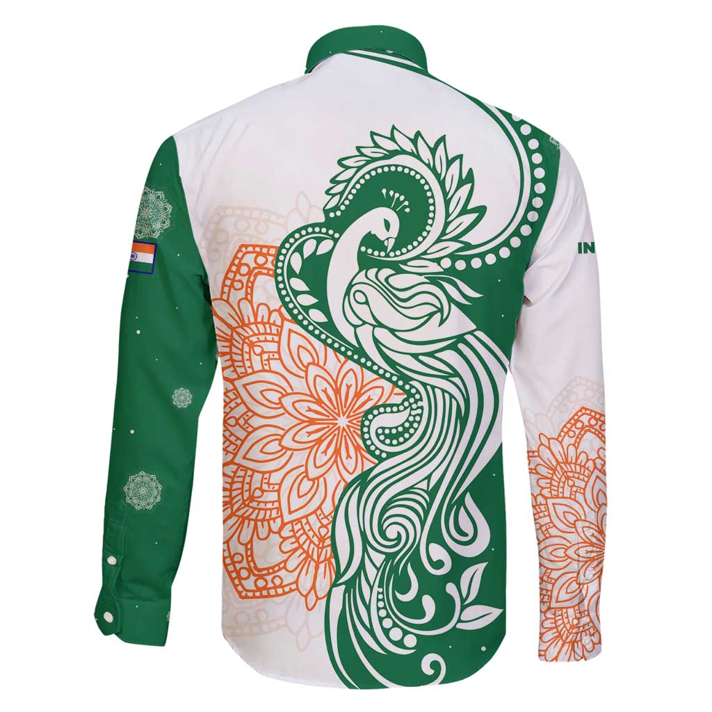 India Christmas Family Matching Short Sleeve Bodycon Dress and Hawaiian Shirt with Peacock Mandala Pattern and Tricolor Design - Wonder Print Shop