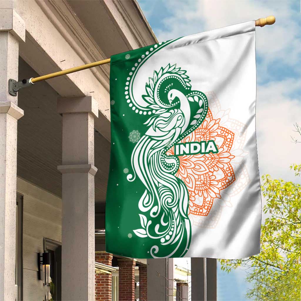 India Christmas Garden Flag with Peacock Mandala Pattern and Tricolor Design - Wonder Print Shop