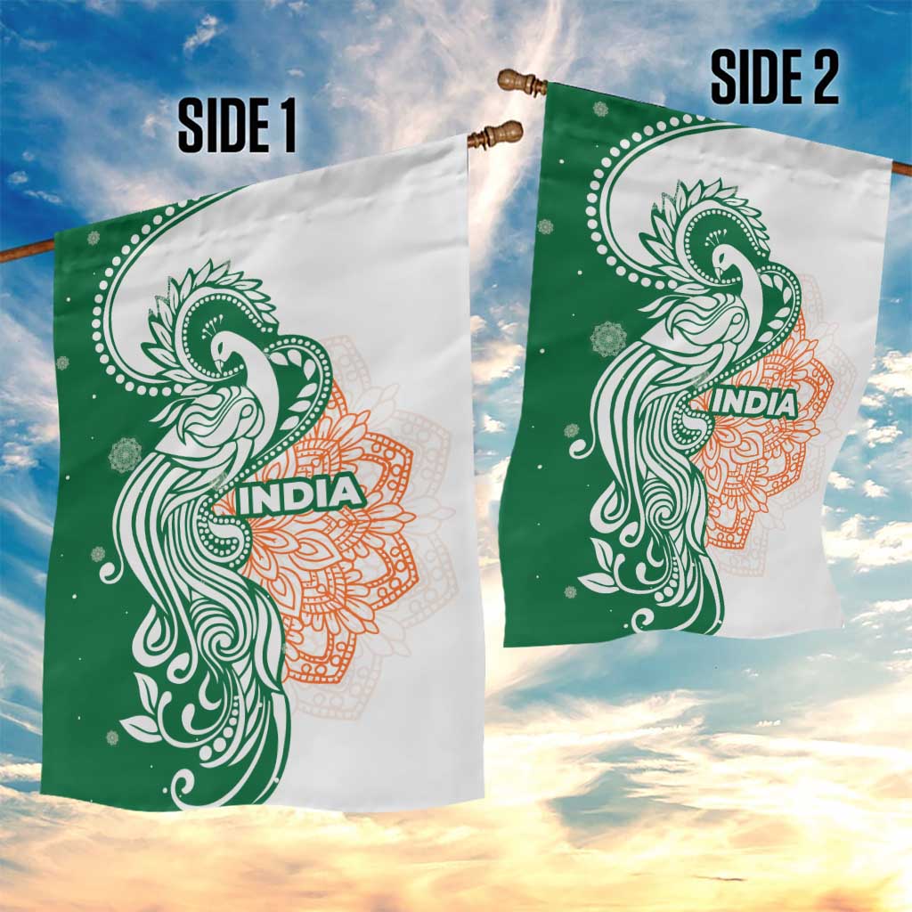 India Christmas Garden Flag with Peacock Mandala Pattern and Tricolor Design - Wonder Print Shop