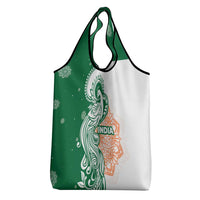 India Christmas Grocery Bag with Peacock Mandala Pattern and Tricolor Design - Wonder Print Shop