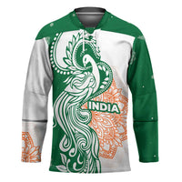 India Christmas Hockey Jersey with Peacock Mandala Pattern and Tricolor Design - Wonder Print Shop