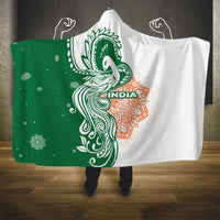 India Christmas Hooded Blanket with Peacock Mandala Pattern and Tricolor Design - Wonder Print Shop