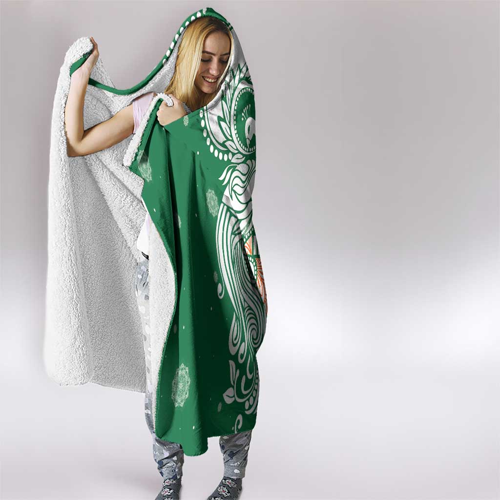 India Christmas Hooded Blanket with Peacock Mandala Pattern and Tricolor Design - Wonder Print Shop