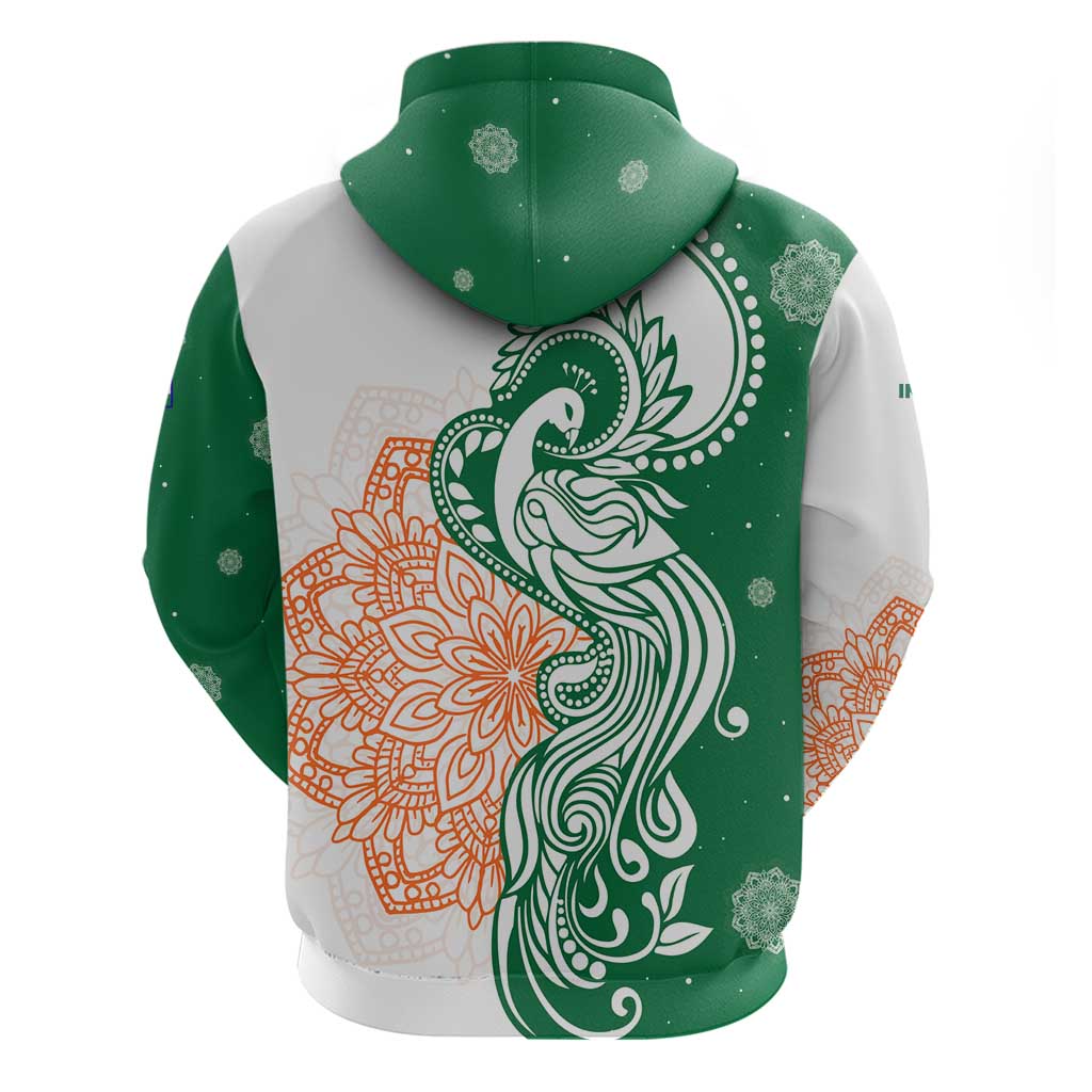 India Christmas Hoodie with Peacock Mandala Pattern and Tricolor Design - Wonder Print Shop