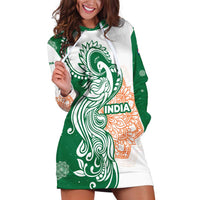 India Christmas Hoodie Dress with Peacock Mandala Pattern and Tricolor Design - Wonder Print Shop