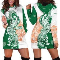 India Christmas Hoodie Dress with Peacock Mandala Pattern and Tricolor Design - Wonder Print Shop