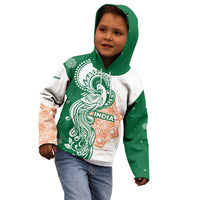 India Christmas Kid Hoodie with Peacock Mandala Pattern and Tricolor Design - Wonder Print Shop
