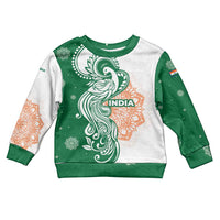 India Christmas Kid Ugly Christmas Sweater with Peacock Mandala Pattern and Tricolor Design - Wonder Print Shop