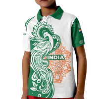 India Christmas Kid Polo Shirt with Peacock Mandala Pattern and Tricolor Design - Wonder Print Shop