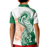 India Christmas Kid Polo Shirt with Peacock Mandala Pattern and Tricolor Design - Wonder Print Shop