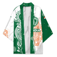 India Christmas Kimono with Peacock Mandala Pattern and Tricolor Design - Wonder Print Shop