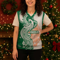 India Christmas Knitted V-Neck Vest with Peacock Mandala Pattern and Tricolor Design - Wonder Print Shop