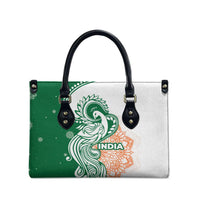 India Christmas Leather Bag with Peacock Mandala Pattern and Tricolor Design - Wonder Print Shop