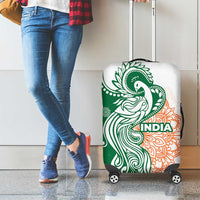 India Christmas Luggage Cover with Peacock Mandala Pattern and Tricolor Design - Wonder Print Shop