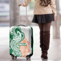 India Christmas Luggage Cover with Peacock Mandala Pattern and Tricolor Design - Wonder Print Shop