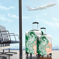 India Christmas Luggage Cover with Peacock Mandala Pattern and Tricolor Design - Wonder Print Shop