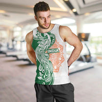 India Christmas Men Tank Top with Peacock Mandala Pattern and Tricolor Design - Wonder Print Shop