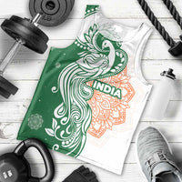 India Christmas Men Tank Top with Peacock Mandala Pattern and Tricolor Design - Wonder Print Shop