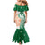 India Christmas Mermaid Dress with Peacock Mandala Pattern and Tricolor Design - Wonder Print Shop