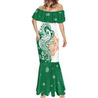 India Christmas Mermaid Dress with Peacock Mandala Pattern and Tricolor Design - Wonder Print Shop