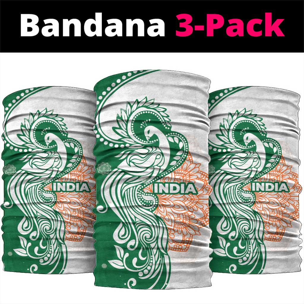 India Christmas Neck Gaiter with Peacock Mandala Pattern and Tricolor Design - Wonder Print Shop