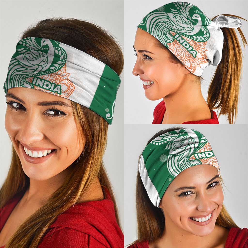 India Christmas Neck Gaiter with Peacock Mandala Pattern and Tricolor Design - Wonder Print Shop