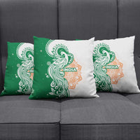 India Christmas Pillow Cover with Peacock Mandala Pattern and Tricolor Design - Wonder Print Shop