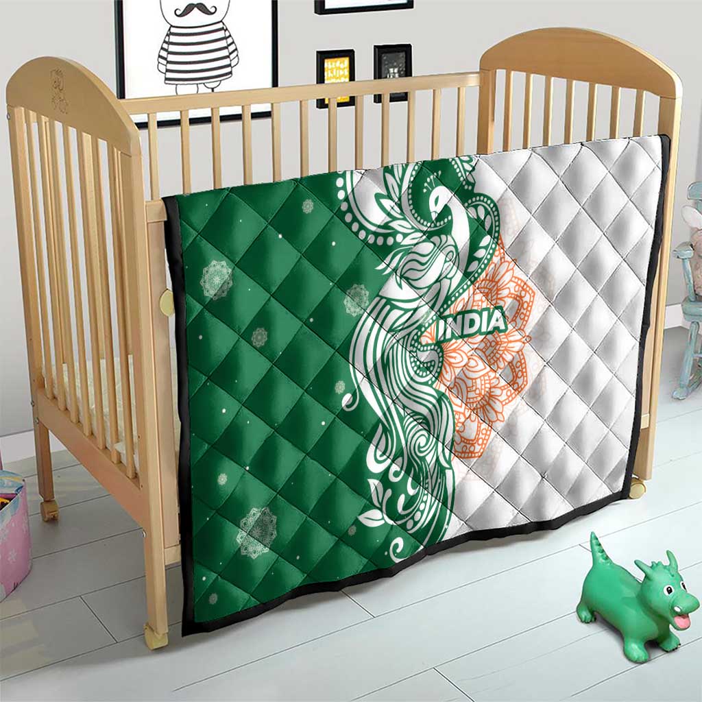 India Christmas Quilt with Peacock Mandala Pattern and Tricolor Design - Wonder Print Shop