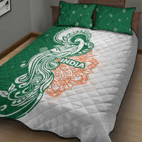 India Christmas Quilt Bed Set with Peacock Mandala Pattern and Tricolor Design - Wonder Print Shop