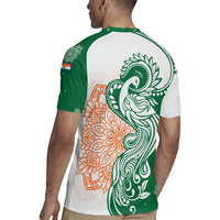 India Christmas Rugby Jersey with Peacock Mandala Pattern and Tricolor Design - Wonder Print Shop