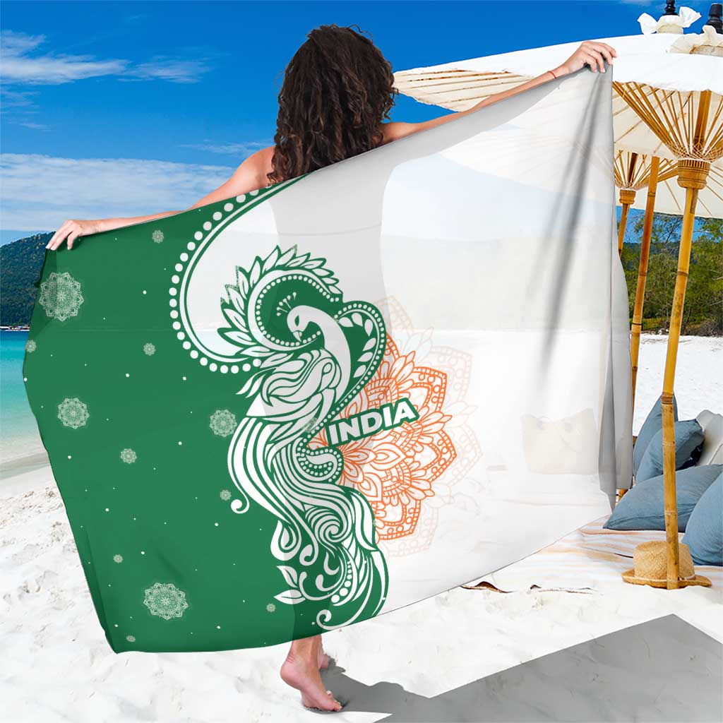 India Christmas Sarong with Peacock Mandala Pattern and Tricolor Design - Wonder Print Shop
