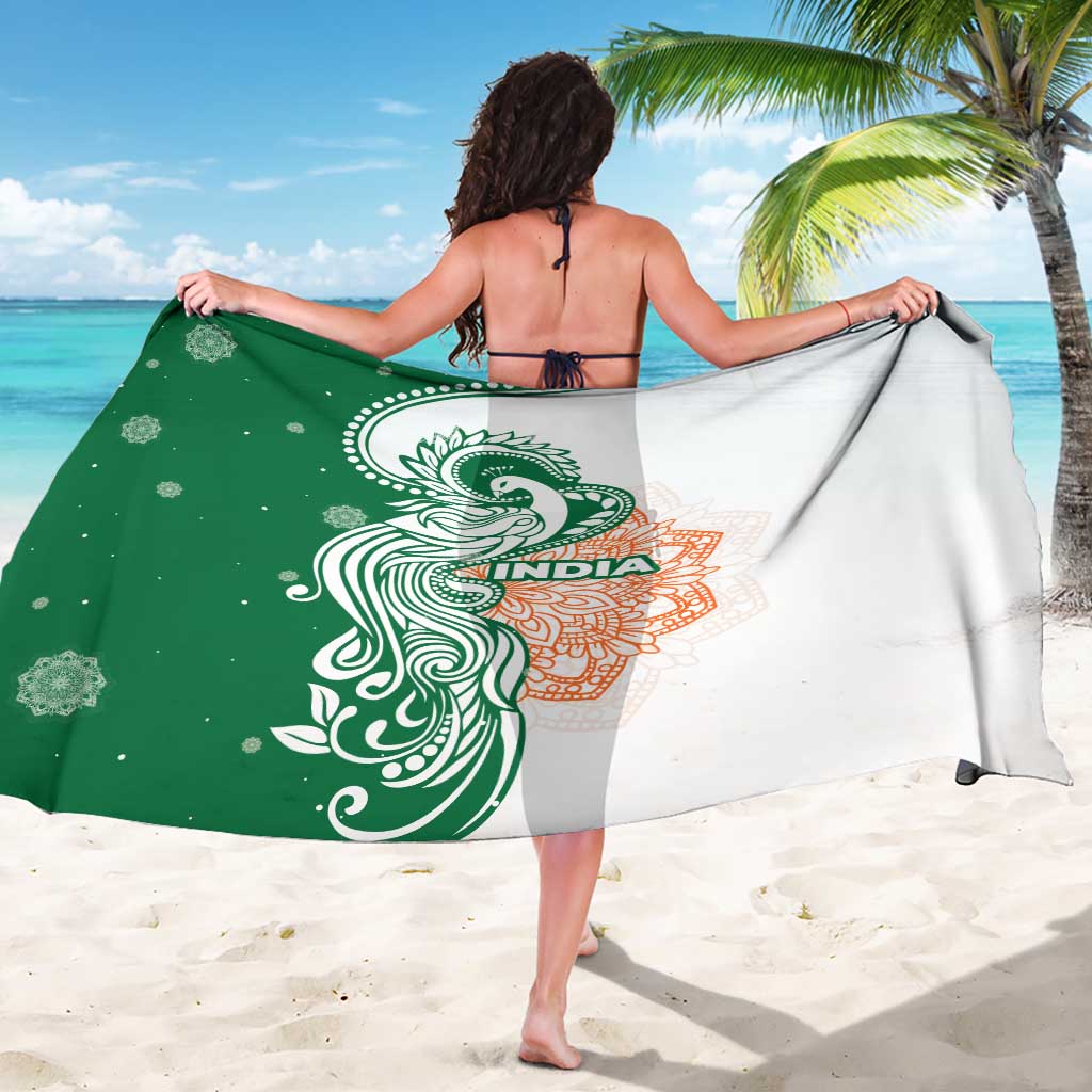 India Christmas Sarong with Peacock Mandala Pattern and Tricolor Design - Wonder Print Shop