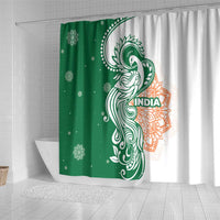 India Christmas Shower Curtain with Peacock Mandala Pattern and Tricolor Design - Wonder Print Shop