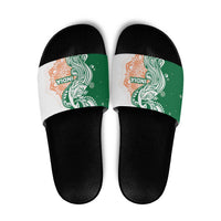 India Christmas Slide Sandals with Peacock Mandala Pattern and Tricolor Design - Wonder Print Shop