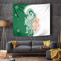 India Christmas Tapestry with Peacock Mandala Pattern and Tricolor Design - Wonder Print Shop