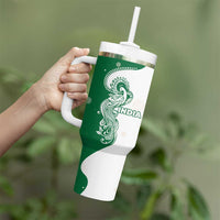 India Christmas Tumbler With Handle with Peacock Mandala Pattern and Tricolor Design - Wonder Print Shop