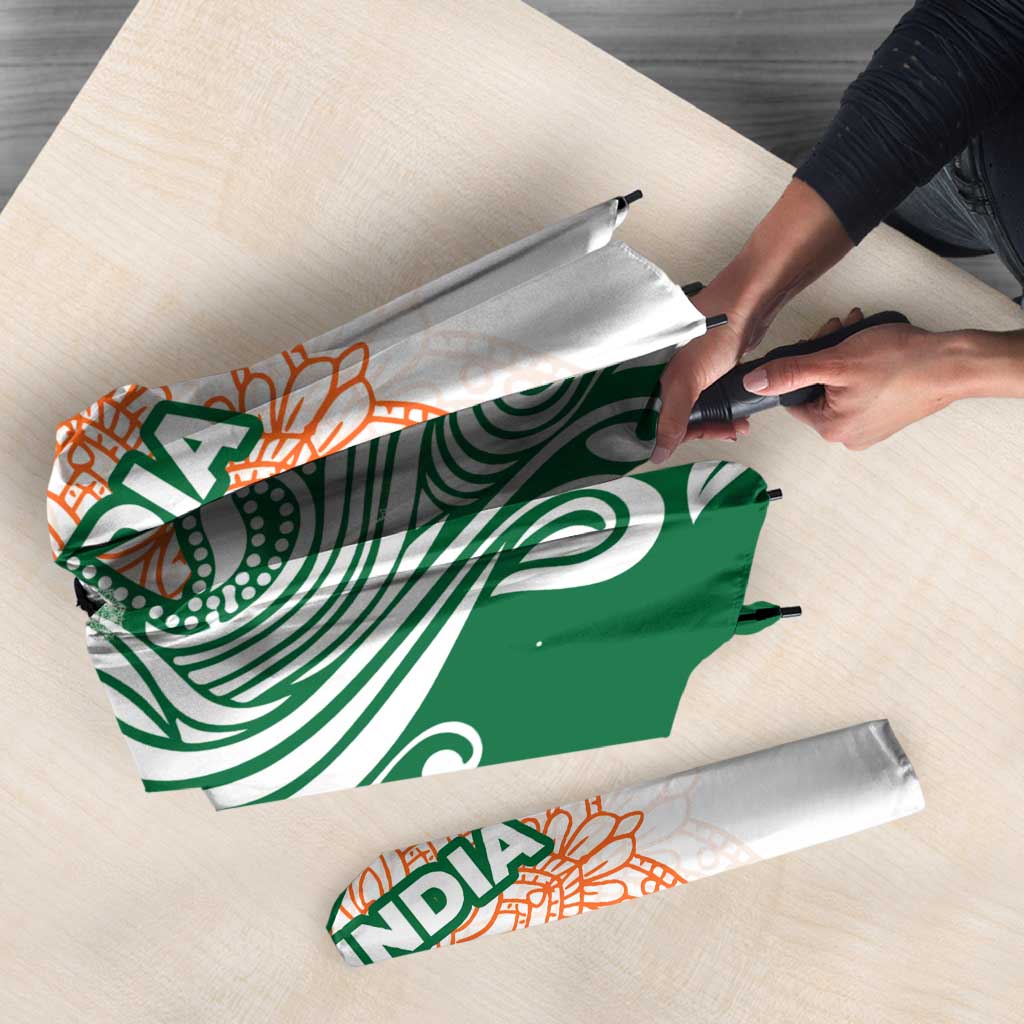 India Christmas Umbrella with Peacock Mandala Pattern and Tricolor Design - Wonder Print Shop