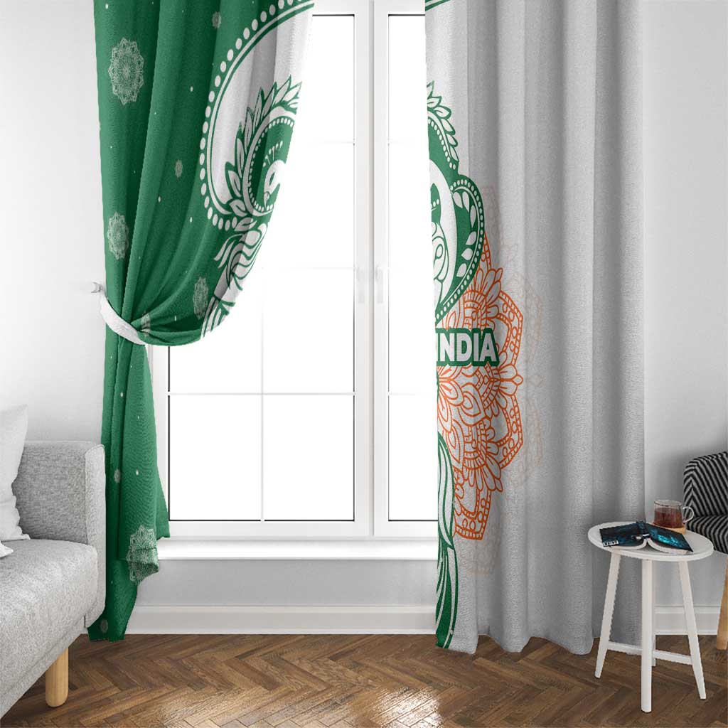 India Christmas Window Curtain with Peacock Mandala Pattern and Tricolor Design - Wonder Print Shop