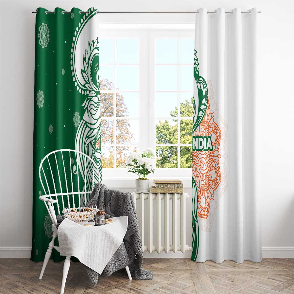 India Christmas Window Curtain with Peacock Mandala Pattern and Tricolor Design - Wonder Print Shop